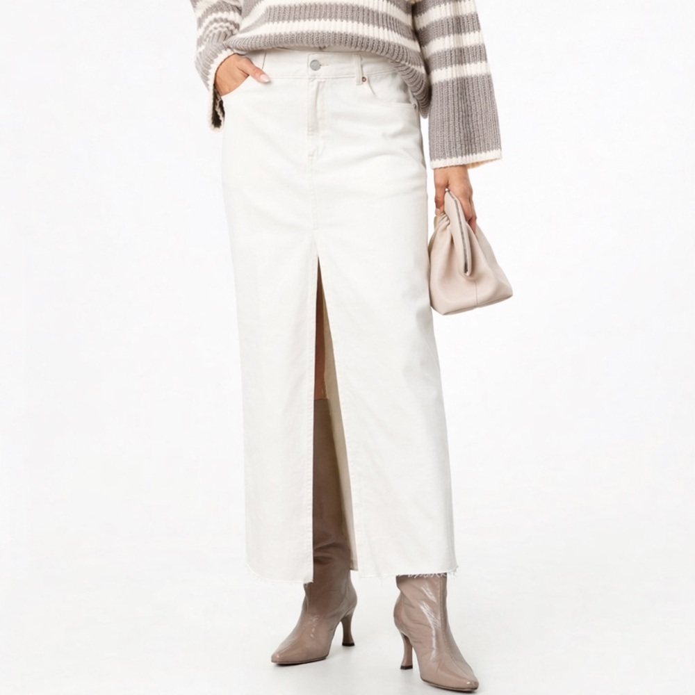 $289 DL1961 White Denim Asra Ecru Maxi Skirt 27/28/29 NEW WITH TAGS